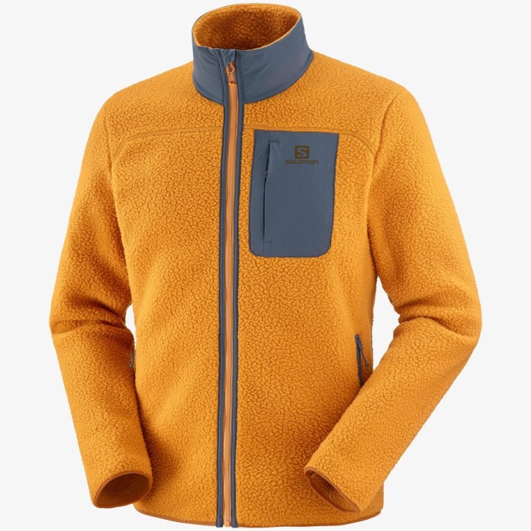 Pánské Bundy Salomon Outline Warm Teddy Full Zip Mango | CZ 46MQPXF